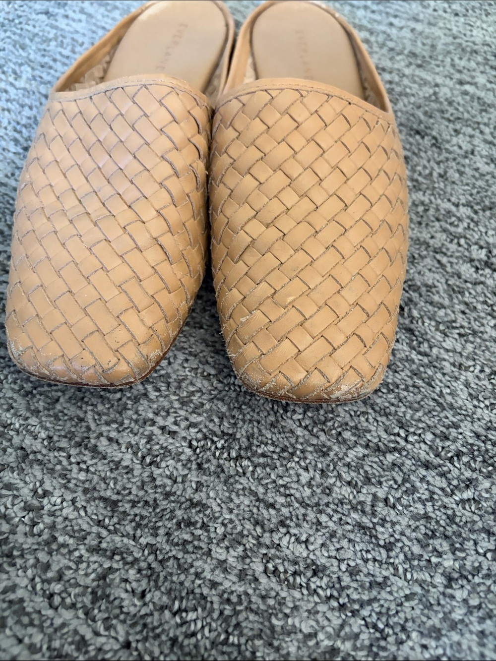 Everlane Woven Square-Toe Mules in Tan